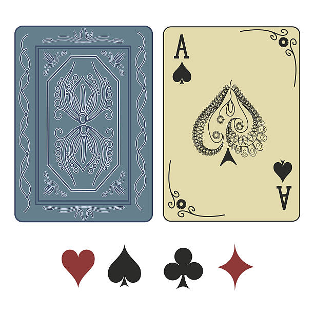 ас spades игральных карт на спине - cards rear view pattern design stock illustrations