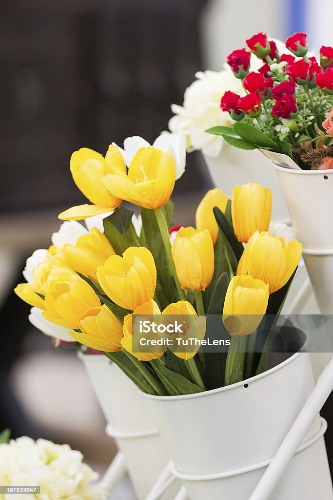 Künstliche gelbe Tulpen - Lizenzfrei Blume Stock-Foto