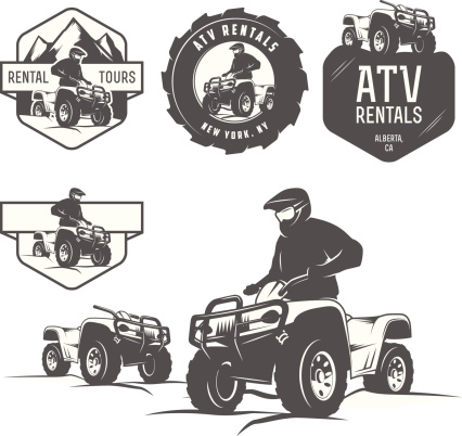 Set of ATV labels, badges and design elements.