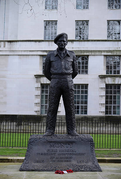 The famous statue of field marshall Montgomery of Alamein that stands in whitehall London england,