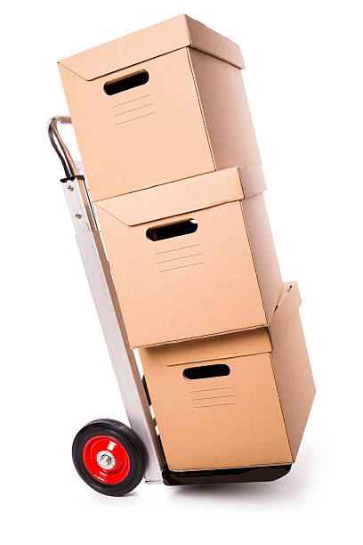 istock hand truck and carton boxes (clipping path) 187336756