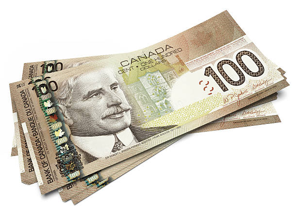 banknoty stu kanadyjskie dolary - canadian dollars canada bill one hundred dollar bill zdjęcia i obrazy z banku zdjęć