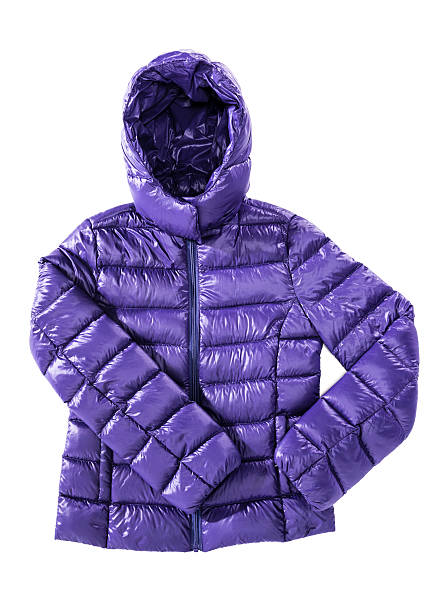 istock Purple winter warm down jacket isolated on white background 187343238