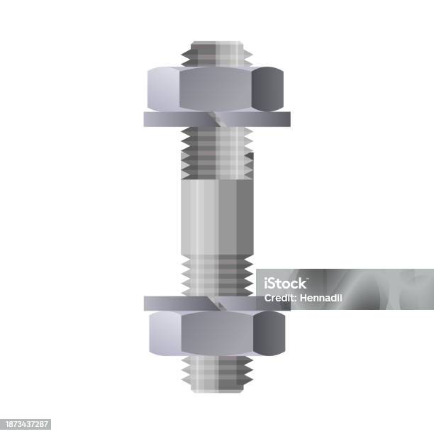 Metal Stud Bolt With Two Threads Vector Stock Illustration - Download ...