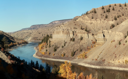 Fraser River in the fall from Gang Ranch Road near Dog Creek, BC.