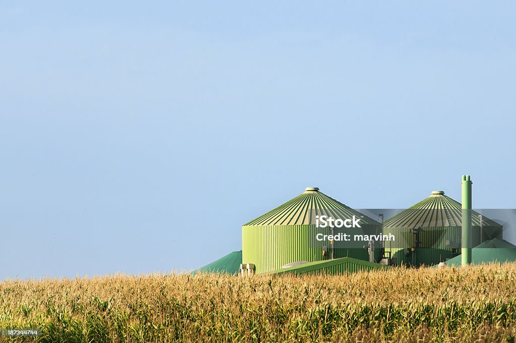 Pflanze hinter corn field Biogas fahren im Sommer. - Lizenzfrei Biogas Stock-Foto