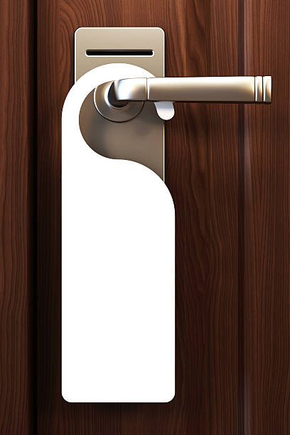 istock Blank door sign hanging from knob 187345676