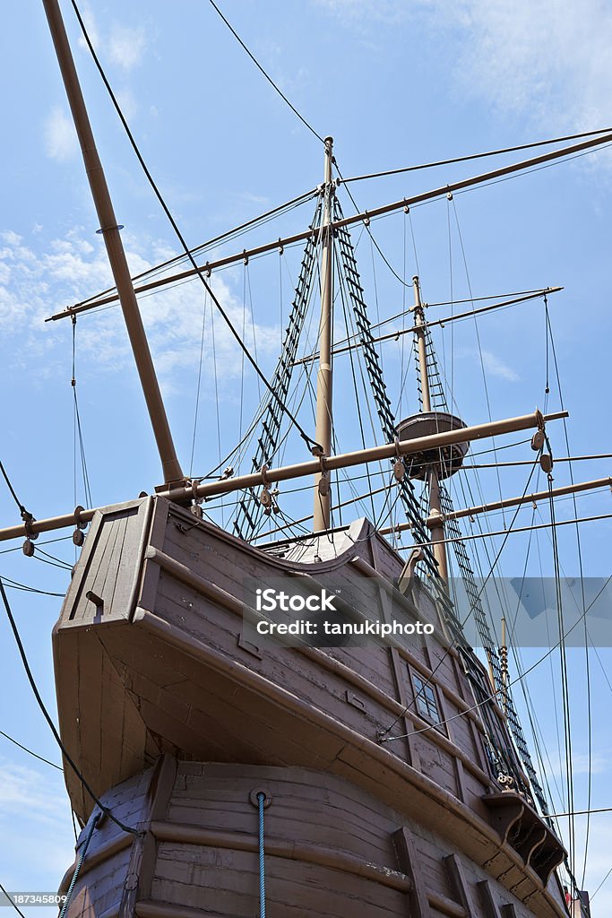 Portuguese Carrack An old portuguese carrack sailing ship. Melaka State Stock Photo
