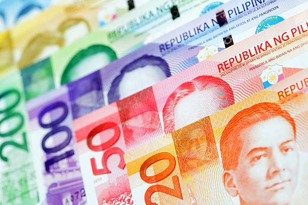 Various New Philippine currency stock photo