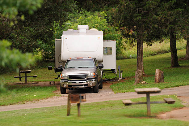 istock Recreational vehicle in campsite 187346468