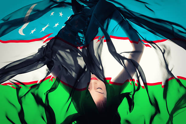 Young girl with Uzbekistani Flag