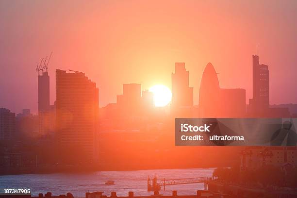 City Of London Silhouette Stock Photo - Download Image Now - Heat Haze, UK, Heat - Temperature