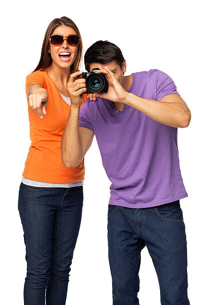 istock Couple Taking Picture - Isolated 187348118
