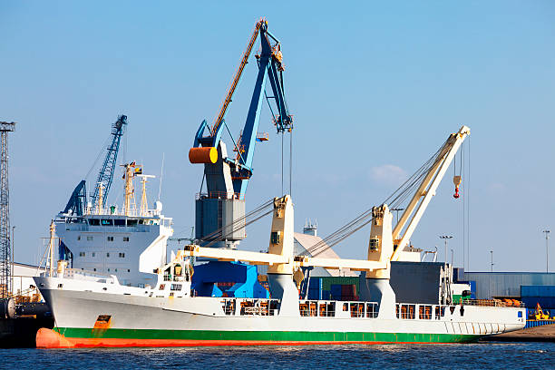 navio de carga e guindastes de porto de hamburgo, alemanha - hamburg germany harbor cargo container commercial dock imagens e fotografias de stock