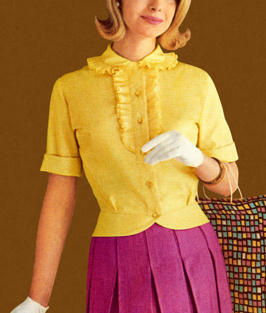женщина в желтые и белые перчатки top - colored background adult photography color image stock illustrations