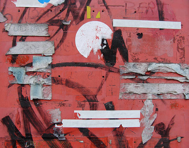 istock red grunge surface with duct tape ,graffiti and stickers 187349217