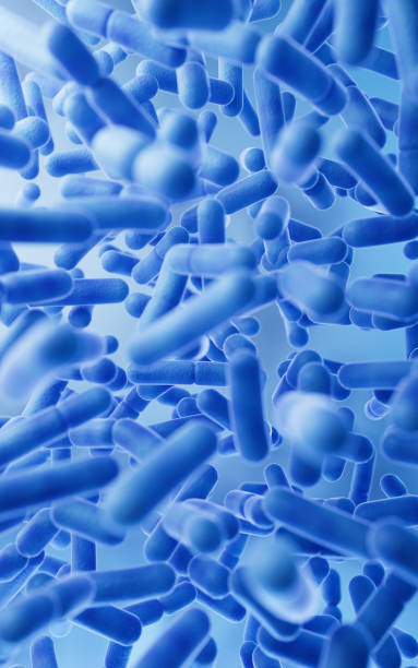 istock Large groups of germs with blue background, 3d rendering. 1873507836