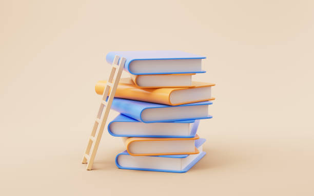 Stack of books with cartoon style, 3d rendering. 3D illustration.
