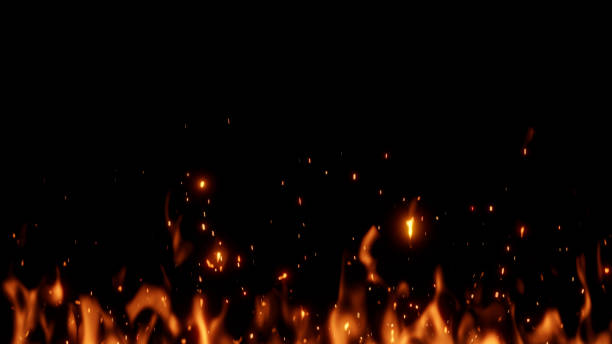 istock 3D illustration. Burning embers glowing. Fire Glowing Particles on Black Background 1873516623