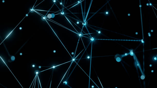 istock 3D Abstract geometric background. Triangles, dots and lines are connecting with shine 1873516624
