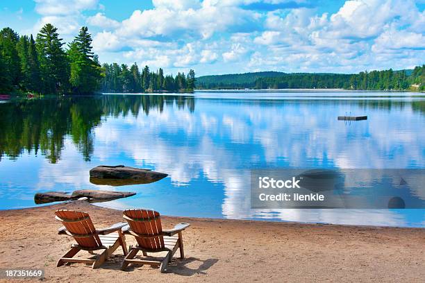 Chairs Lake Shore Stock Photo - Download Image Now - Summer, Lake, Beach