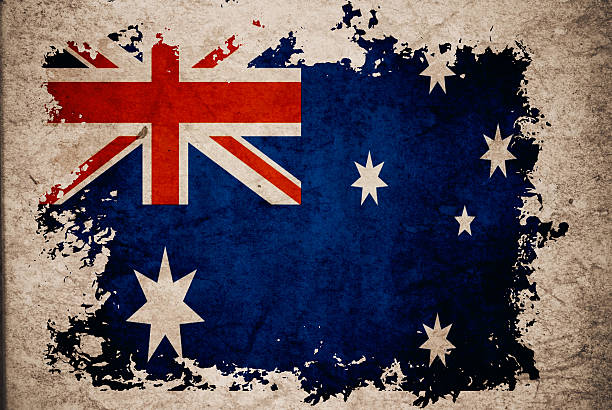 istock Australia flag on old vintage paper background concept 187351692