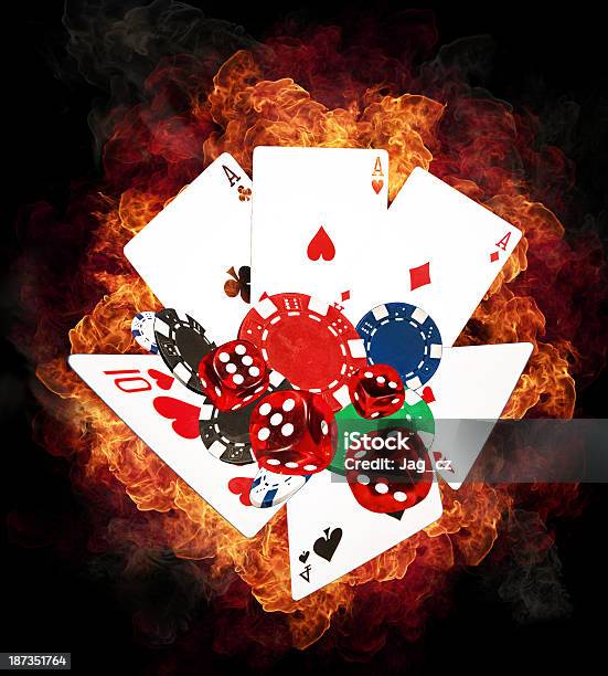 Poker Game Stock Photo - Download Image Now - Dice, Flame, Ace