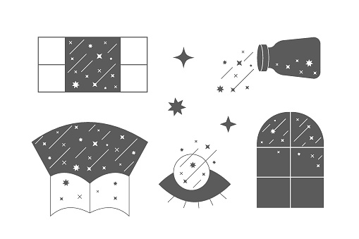 Line starlight compositions. Shine sparcle stars, meteoric shower