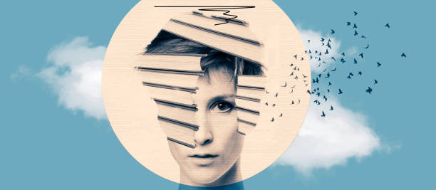istock Female head with books as a metaphor for a education. Art collage. 1873557836