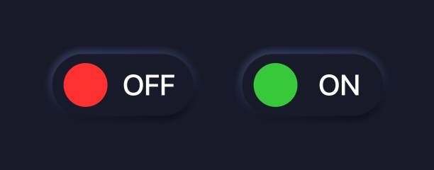 istock On/Off slider icons. Flat, color, on button, off button, dark background, isolated on/off sliders icons. Vector icons 1873560061