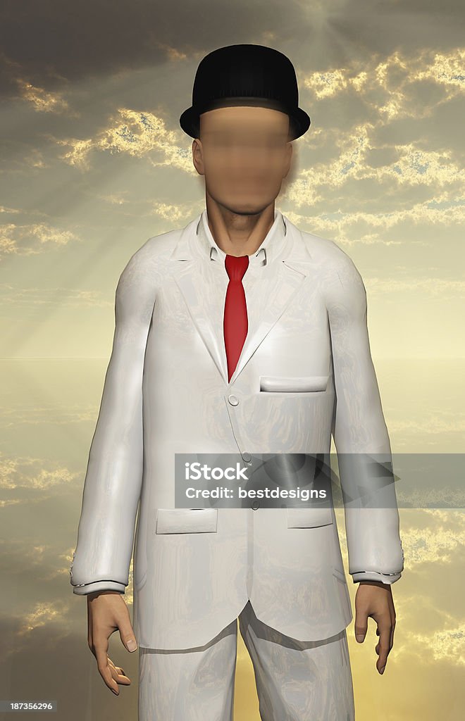 Blur Surreal Man in white suit with blurred face Salvador Dalí Stock Photo
