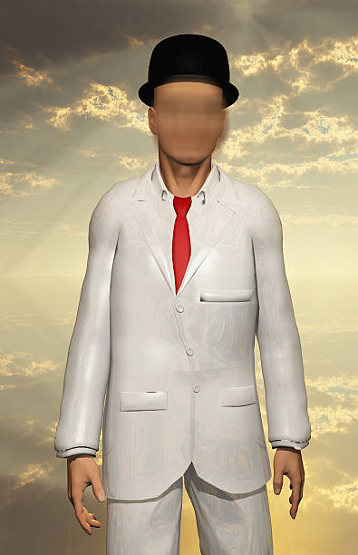 Blur Surreal Man in white suit with blurred face slenderman fictional character stock pictures, royalty-free photos & images
