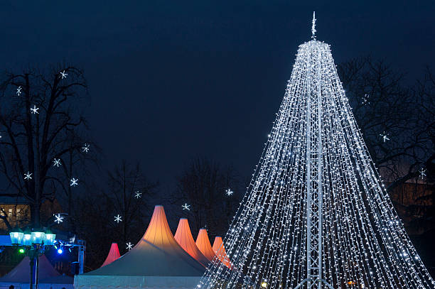 istock Christmas tree made with fairy lights 187356811