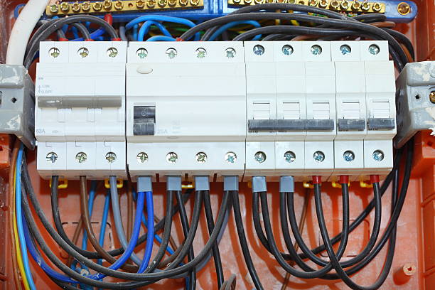 istock Electrical panel box with fuses and contactors 187357077