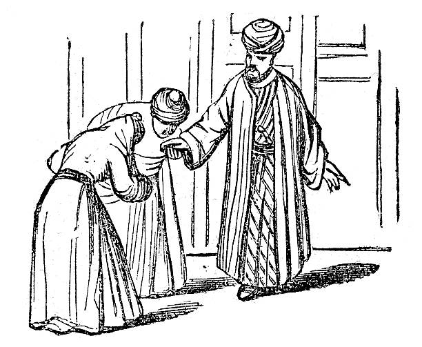 Antique illustration of people praying Antique illustration of people praying drawing of a man kneeling in prayer stock illustrations