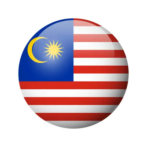 Vector illustration of Glossy circle badge flag of Malaysia