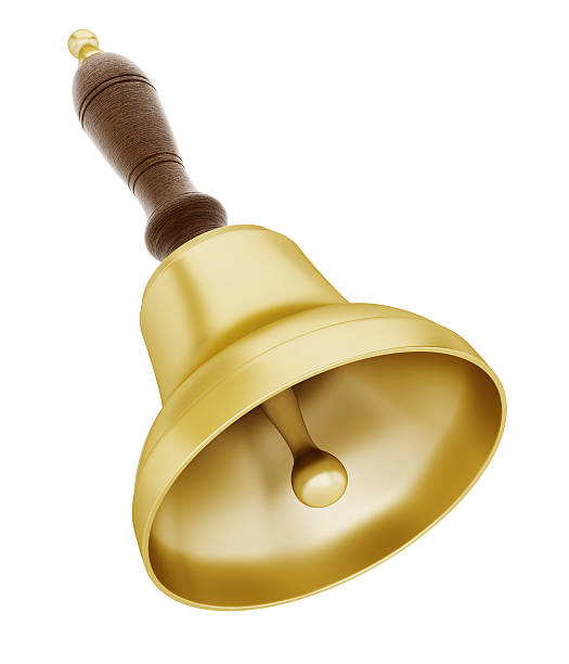 School bell Handbell isolated on white. Clipping path is included. school handbell stock pictures, royalty-free photos & images