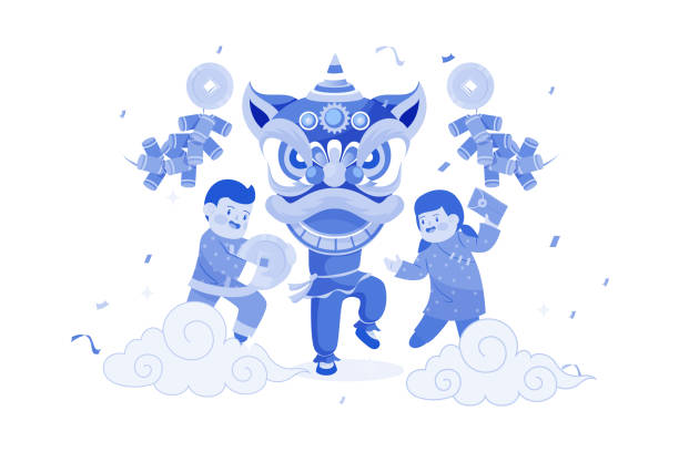 ilustraciones, imágenes clip art, dibujos animados e iconos de stock de concepto de ilustración del año nuevo chino sobre fondo blanco - greeting chinese new year god coin