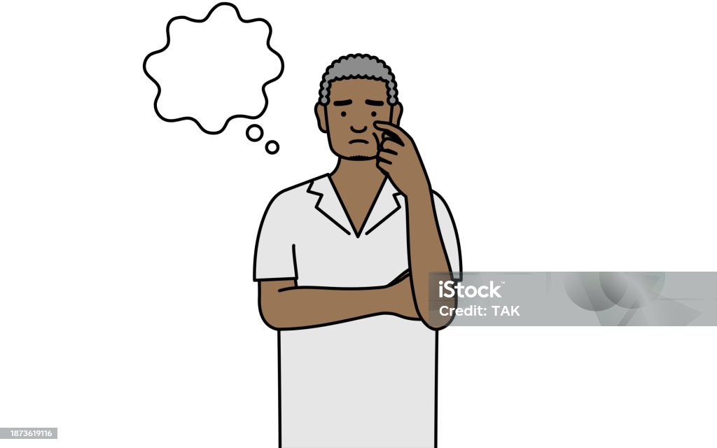 Senior Thinking African Senior Man Thinking While Scratching His Face Stock ...
