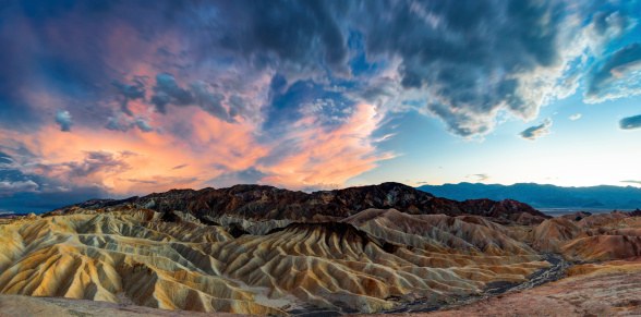 Panoramic view of Zabriskie Point at Death Valley. ( Death valley nationalpark, CA, USA)