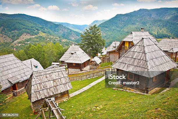 Mecavnik Of Drvengrad On Mokra Gora Serbia Stock Photo - Download Image Now - Architecture, Balkans, Bungalow
