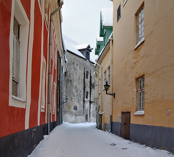 istock snow-covered Street in the old Tallinn 187362686