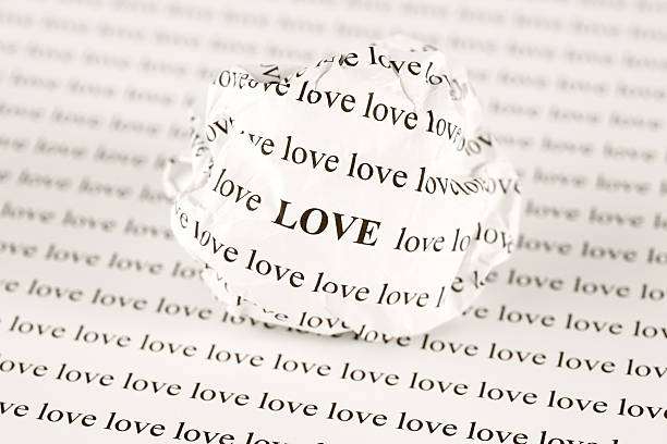 istock Crumpled paper ball with words Love 187362957