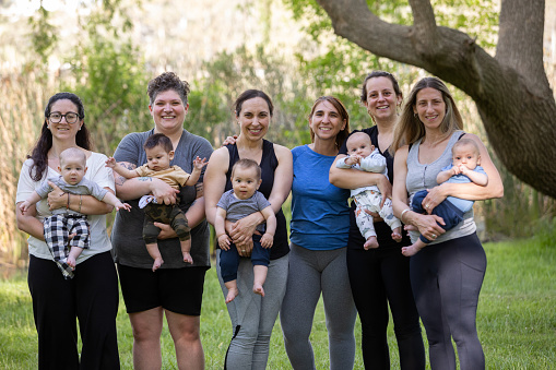 Portrait of group of women with their babies in the park - Buenos Aires  Argentina