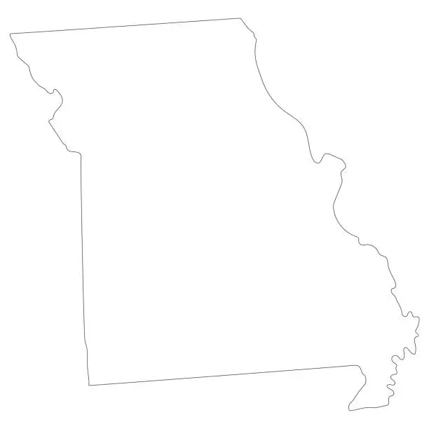 Vector illustration of Missouri state map. Map of the U.S. state of Missouri.