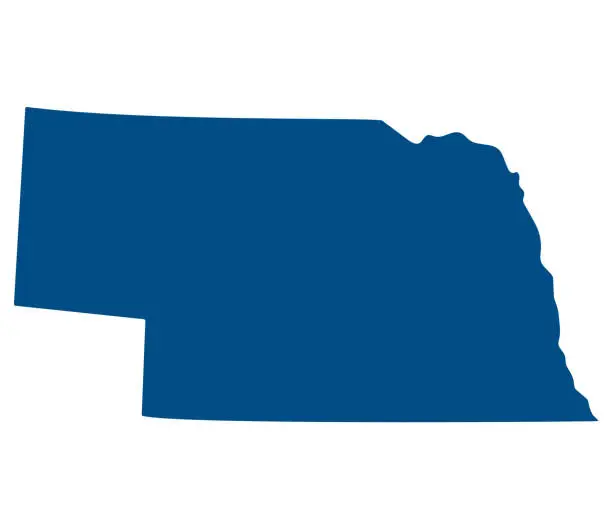 Vector illustration of Nebraska state map. Map of the U.S. state of Nebraska.