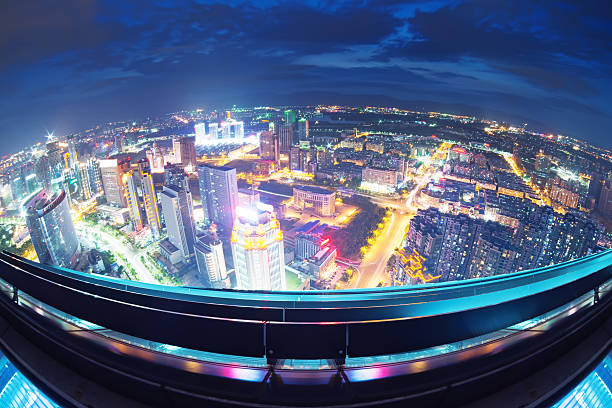 istock Aerial view of city night 187365955