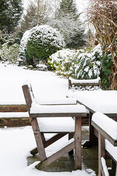 istock Garden furniture under snow 187366105