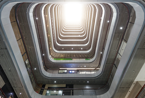 Stainless steel railings in modern building interior