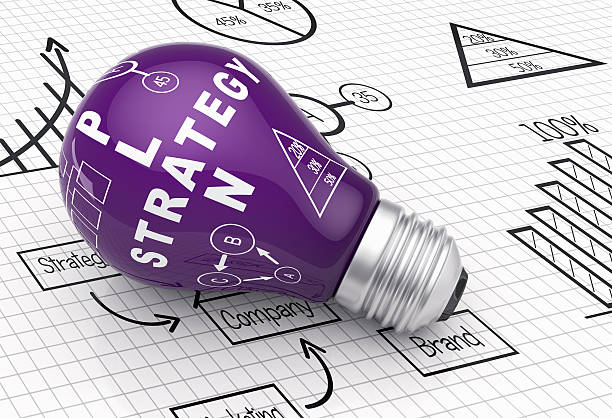 Image with a purple light bulb on a graphing paper